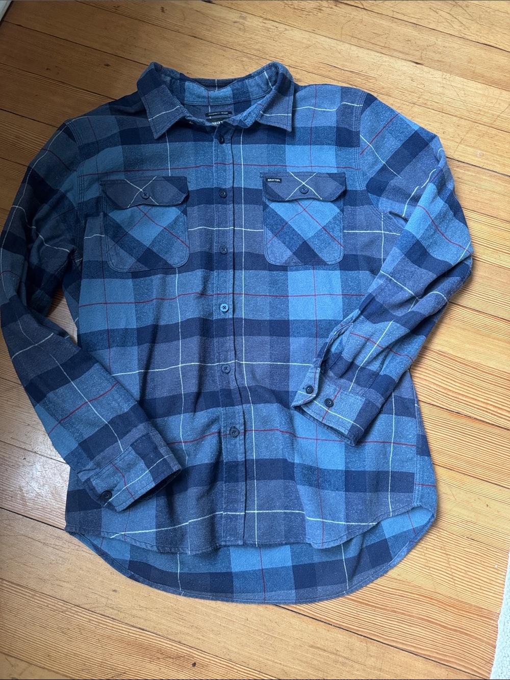 Brixton Blue Plaid Long-Sleeve Button-Down Shirt
